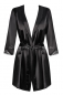 Черный атласный халатик с кружевом на рукавах Satina Robe LXL
