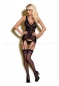 Черный корсаж с бархатным узором Emperita Corset LXL
