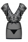 Чёрное прозрачное мини-платье Merossa Chemise LXL