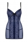 Синяя сорочка с кружевом на косточках Auroria Chemise XXL