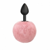 Анальная пробка с розовым хвостиком Emotions Fluffy Pink
