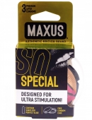 Точечно-ребристые презервативы в прозрачном кейсе MAXUS Special (3 шт)
