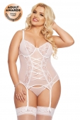 Белый корсет со стрингами Brenda XXXL